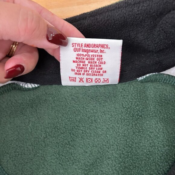 New York Jets Fleece Sweater Jacket Sz L Green NFL Football Quarter Zip Pullover - Picture 7 of 9